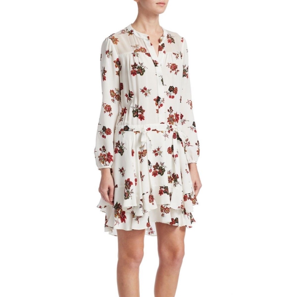 A.L.C. Rori Floral Silk Drop Waist Dress